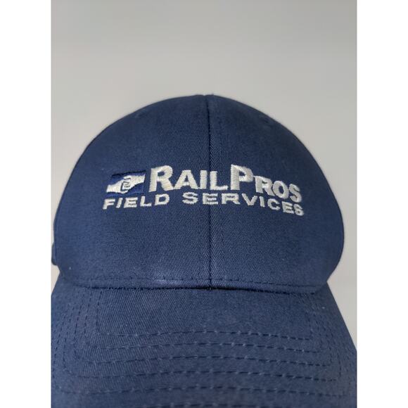 Rail Pros Port Authority FlexFit Hat Size L/XL BLue Embroidered Spell Out - Picture 3 of 9